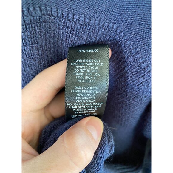 Geoffrey Beene Mens Midnight Blue Shawl Collar Sweater L Acrylic Ribbed Knit - Picture 6 of 7